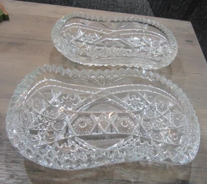 Lot of Two (2) Vintage Mckee Clear Fentec Relish Candy Dish Sawtooth Edge - Picture 1 of 20
