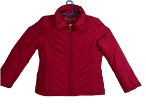 Kenneth Cole Reaction Jacket Womens XL Red G3 Full Zip Down Puffer Ribbed - Picture 1 of 5