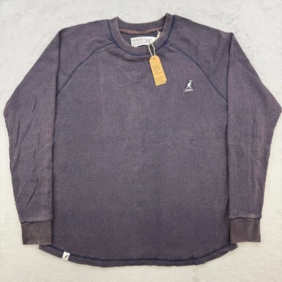 Camisa Kangol Para Hombre Pequeña Manga Larga Tejido Waffle Térmica Jaspeada Azul Marino Foto 1 de 4