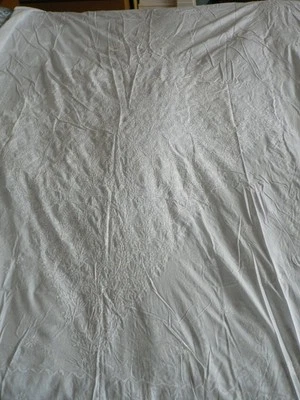 Tablecloth Cotton Embroidered White Rectangle - Image 1 of 4