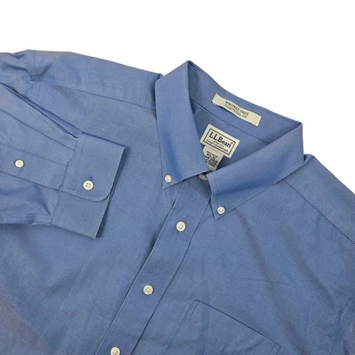 Camisa LL Bean Para Hombres 161/2-32 Azul Sin Arrugas Ajuste Tradicional Abotonada 251423 Foto 1 de 4
