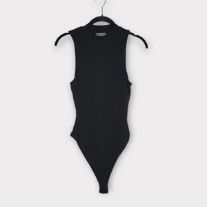 Naked Wardrobe Black Ribbed Lightweight Bodysuit Sleeveless Women's Medium - Picture 1 of 7
