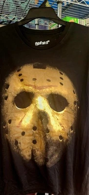Mens XL Shirt Friday The 13th Black X-Large Halloween Mask Jason Horror Movie - Image 1 of 2
