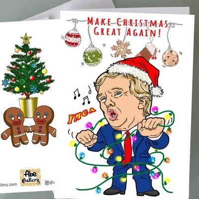 Tarjetas de Navidad de Donald Trump divertidas tarjetas navideñas regalo fan art Navidad Foto 1 de 2