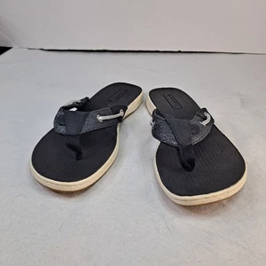 Sandalias chanclas Sperry Seafish STS87295 para mujer 9M negras de cuero/tela - Imagen 1 de 8
