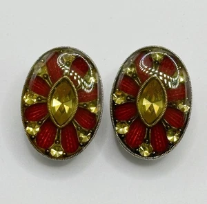 Unmarked French Designer Silver Plated Catherine Popesco Rhinestone Earrings - Picture 1 of 3