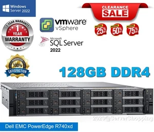 Dell PowerEdge R740xd 2x Gold 6148 2.00Ghz 40-Core 128GB DDR4 H730P 2x1100W 4TB - Picture 1 of 14