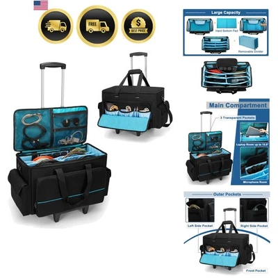 DJ Cable Bag Gear Case with Trolley Large Storage Padded Organizer - Image 1 of 4