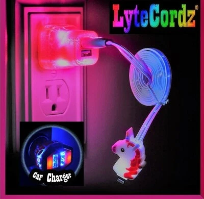 LED Glowing Lighted Light Up EMOJI Charging Charger Cable Cord - Many Colors! - Image 1 of 4