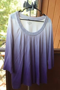 Chicos Gorgeous Shades of Purple Top Sz 3 3/4 Sleeve Pullover  Top flaw - Imagen 1 de 3