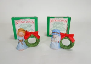 JASCO Lil Chimers Xmas Napkin Ring Bell Bisque Porcelain Shepard Boy & Angel - Picture 1 of 14