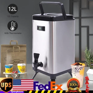 12L Hot & Cold Tea Water Dispenser Insulated Beverage Dispenser Stainless Steel - Picture 1 of 16