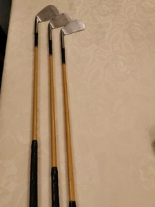 3x Quality Wooden Shafted Vintage Golf Clubs. Spalding Ded-AC Masterbilt . - Picture 1 of 5