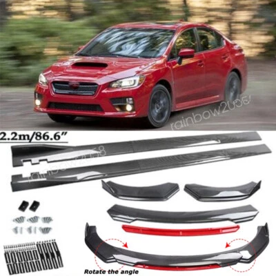 For Subaru WRX Front Bumper Lip Splitter Spoiler Side Skirts Carbon Style Foto 1 de 4