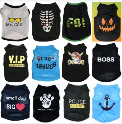 (12 PÇS) APENAS US$ 4,25 CADA PACOTE Roupas Colete para Cachorro Filhote Gato Pet VENDEDOR DOS EUA - Imagem 1 de 3