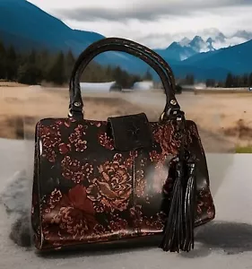 Patricia Nash Fall Flower Tapestry Rienzo Purse Satchel Brass Hardware Tassels - Picture 1 of 5