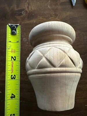 Qty 4 Solid Wood Cherry Furniture Foot / Bun Foot - 4-1/2" High can be painted - Image 1 of 3