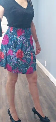 Mujer H&M Falda Floral Multicolor. "Talla pequeña cintura elástica 28"" largo 18""" Foto 1 de 4