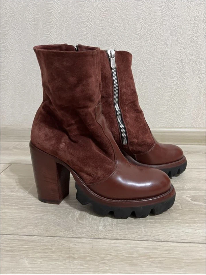 Zapatos Mujer Rocco P Botas Cuero Gamuza Bordo 36 \ 6 Italia Foto 1 de 4