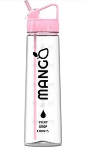 MANGO Sport Water Bottle With Straw 900ml With Motivational Time Markings BNIB - Picture 1 of 8