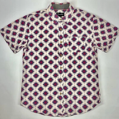 Coastal Tribal Button Up Shirt Geometric Short Sleeve Men’s Size Small - Image 1 of 4