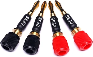 CESS-061 Spade Fork Binding Post to Banana Plugs Amp Speaker Adapter, 4 Pack - Picture 1 of 10