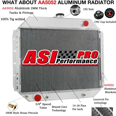 3-Row Aluminum Radiator Fit 1966-1979 1968 Ford F100 F150 F250 F350 Bronco V8 - Image 1 of 4