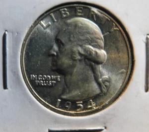 high grade uncirculated cartwheel 1954 united states silver washington quarte - Picture 1 of 2
