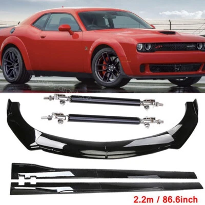 For Dodge Challenger for R/T SRT Car Side Skirt + Front Bumper Lip Splitter Foto 1 de 4