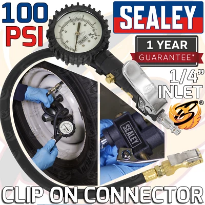 SEALEY Professional Tyre Inflator With Gauge Air Line Tyre Pump ClipOn Connector - Image 1 of 4