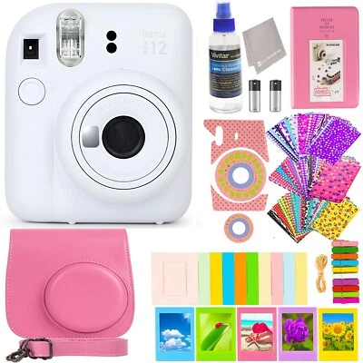 Fujifilm Instax Mini 12 Instant Camera+ 11 PC Accessory Kit -Clay White Camera