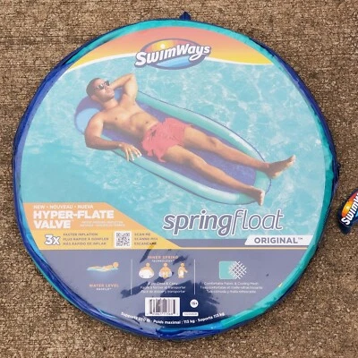 SwimWays Spring Float Original Pool Lounge Chair with Hyper-Flate Valve, Blue - Image 1 of 2