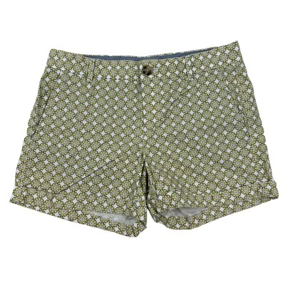 Pantalones Cortos Chinos Banana Republic Blanco Amarillo Geométrico Talla 4 100% Algodón Frente Plano Foto 1 de 4