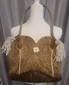 Ariat Leder 9.5D Stiefel Handtasche mit Lasso/Wadenseil Seil Griff & Geweih Zubehör - Bild 1 von 22