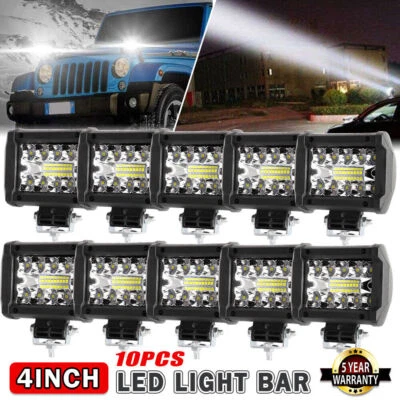 10X 4 Inch LED Work Cube Light Bar Pods fog Lamps for Pickup SUV UTV 4WD offroad - Image 1 of 4