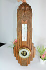 Antique French wood carved art deco birds barometer 