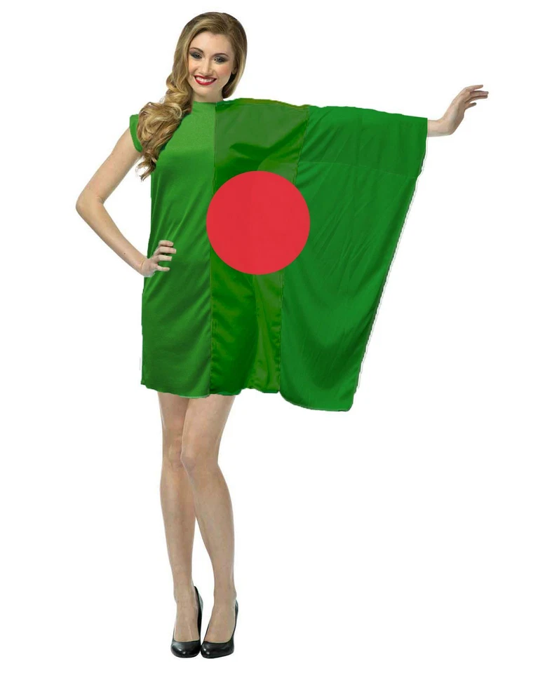 THE DRAGONS DEN Adults Bangladesh National Flag Dress Patriotic Supporters Fancy Dress Costume