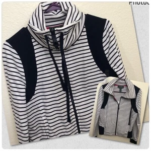 RALPH LAUREN Womens Petite Medium Stripe Full Zip Jacket Long Sleeve NWT $69.99 - Picture 1 of 16
