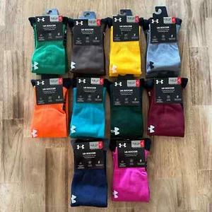 Under Armour UA Kids Soccer Socks OTC Cushioned Youth Size L Shoe 13.5 - 4.5Y - Picture 1 of 14