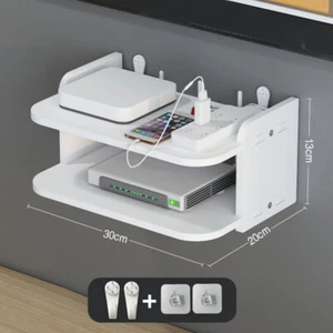 2 Tier White Floating Wall Mount Shelf For DVD-Player Sky Box Game Console HOT - Picture 1 of 11