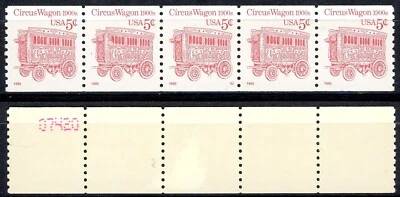 Circus Wagon Non-Luminescent Dated PNC5 PL S2 MNH Sc 2452D Back # on Last Stamp - Image 1 of 2
