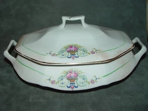 Vintage Salem China Covered Casserole Dish Flowers in Basket - Picture 1 of 4