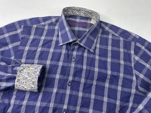 Robert Graham Flip Cuff Jungen XL 18-20 Langarm kariert Blumen Knopf Hemd - Bild 1 von 8