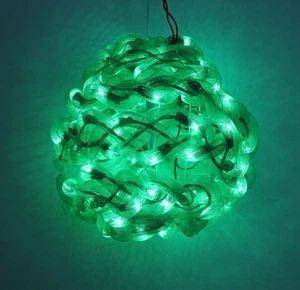 10'' Green Spun Tube Light Ball 100 Lights Holiday Christmas Season Decor - Picture 1 of 1