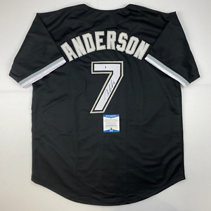 Autographed/Signed Tim Anderson Chicago Black Baseball Jersey Beckett BAS COA