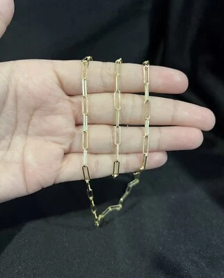 Collar de cadena de eslabones con clip de papel grapa en tono dorado de plata de ley 925 para mujer de 18" Foto 1 de 4