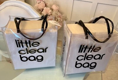 Lote de 2 Bloomingdale's Little Clear Bag Bolsa de Plástico Almoço Bolsa Estádio Novo com etiquetas - Imagem 1 de 4