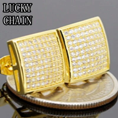 Brinco de diamante com acabamento em ouro 14K (12 mm x 12 mm) R36 - Imagem 1 de 2