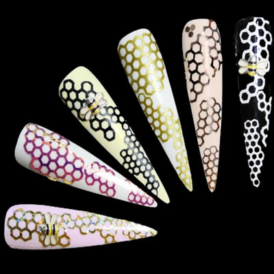 SMILEYS GLITTER STORE Honeycomb Stencils For Nails, Nail Art Stickers, Nail Decal Honeycomb Stickers