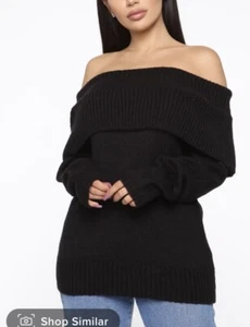 fashion nova sweater “if I Kissed You Over Sized Sweater” Black Size Large - Picture 1 of 2